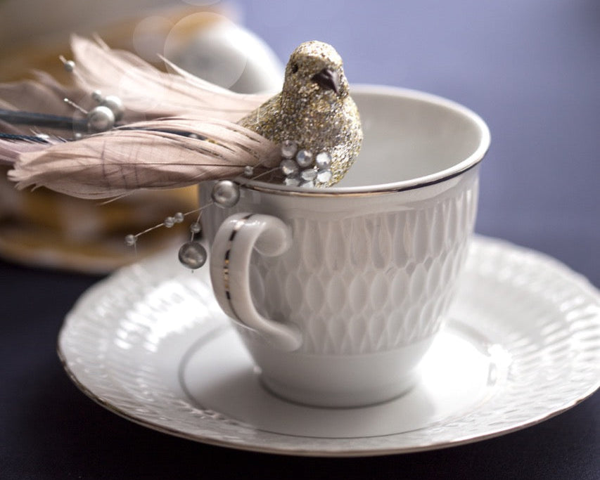 Set of 4 Cups & Saucers | Platinum | Sofia