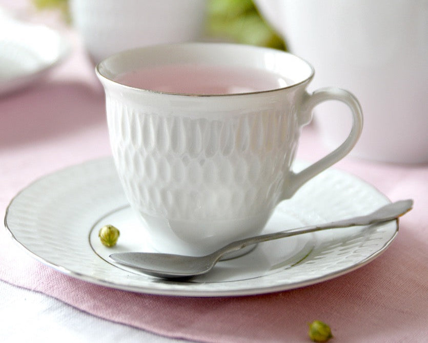 Set of 4 Cups & Saucers | Platinum | Sofia