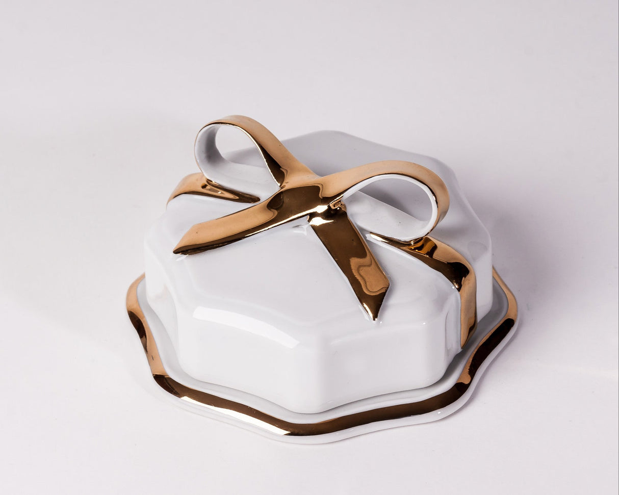 Lovely Porcelain Box With Gold Ribbon - Diamond Fine Porcelain - 2