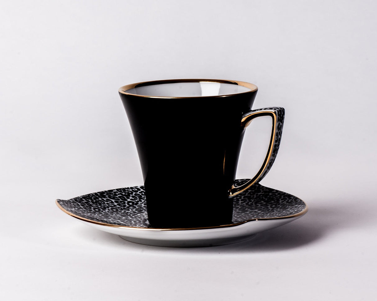 Elegant Cup & Saucer in Black | Happa - Diamond Fine Porcelain - 1