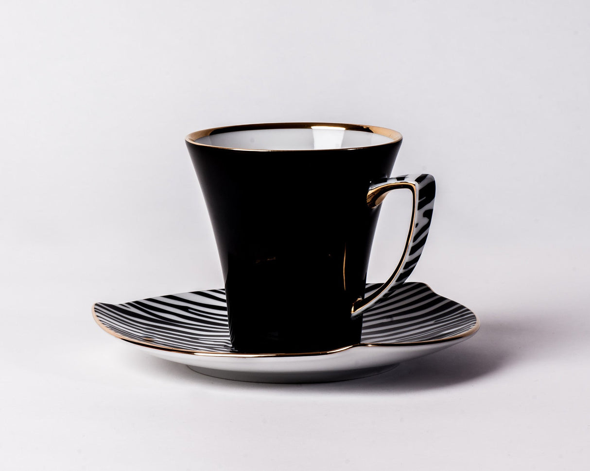 Elegant Cup & Saucer in Black | Happa - Diamond Fine Porcelain - 1