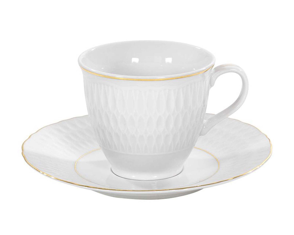 Set of 4 Cups & Saucers | Gold Line | Sofia