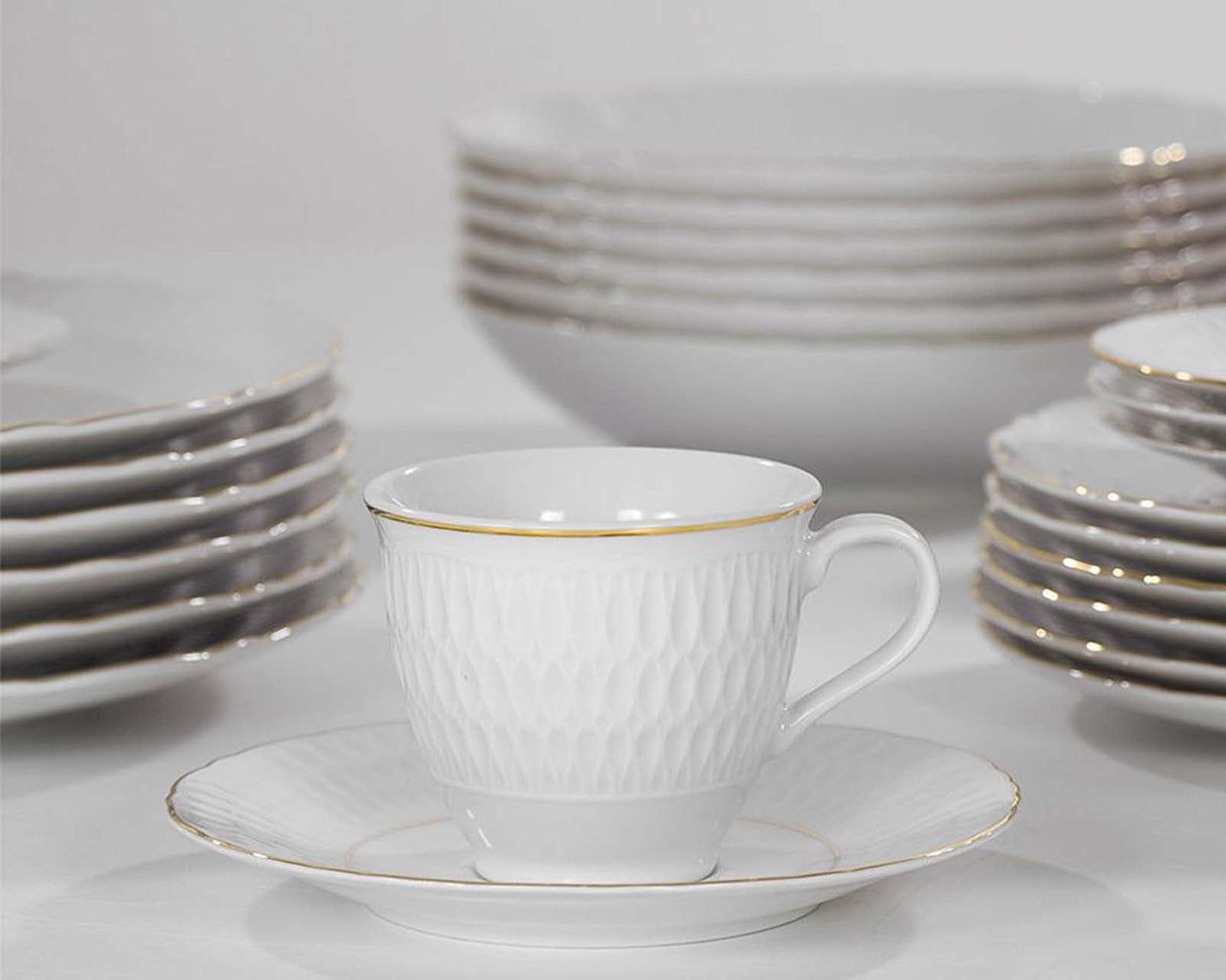 Set of 4 Cups & Saucers | Gold Line | Sofia