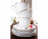 Set of 4 Cups & Saucers | Gold Line | Rococo