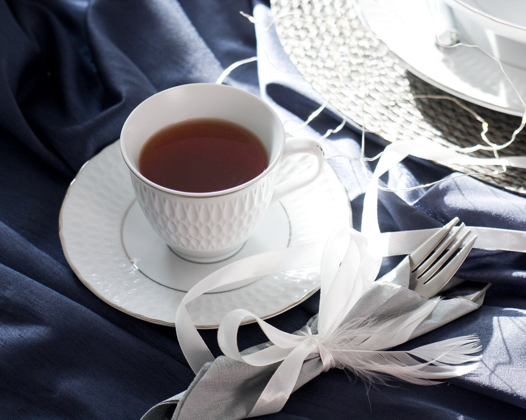 Set of 4 Cups & Saucers | Platinum | Sofia