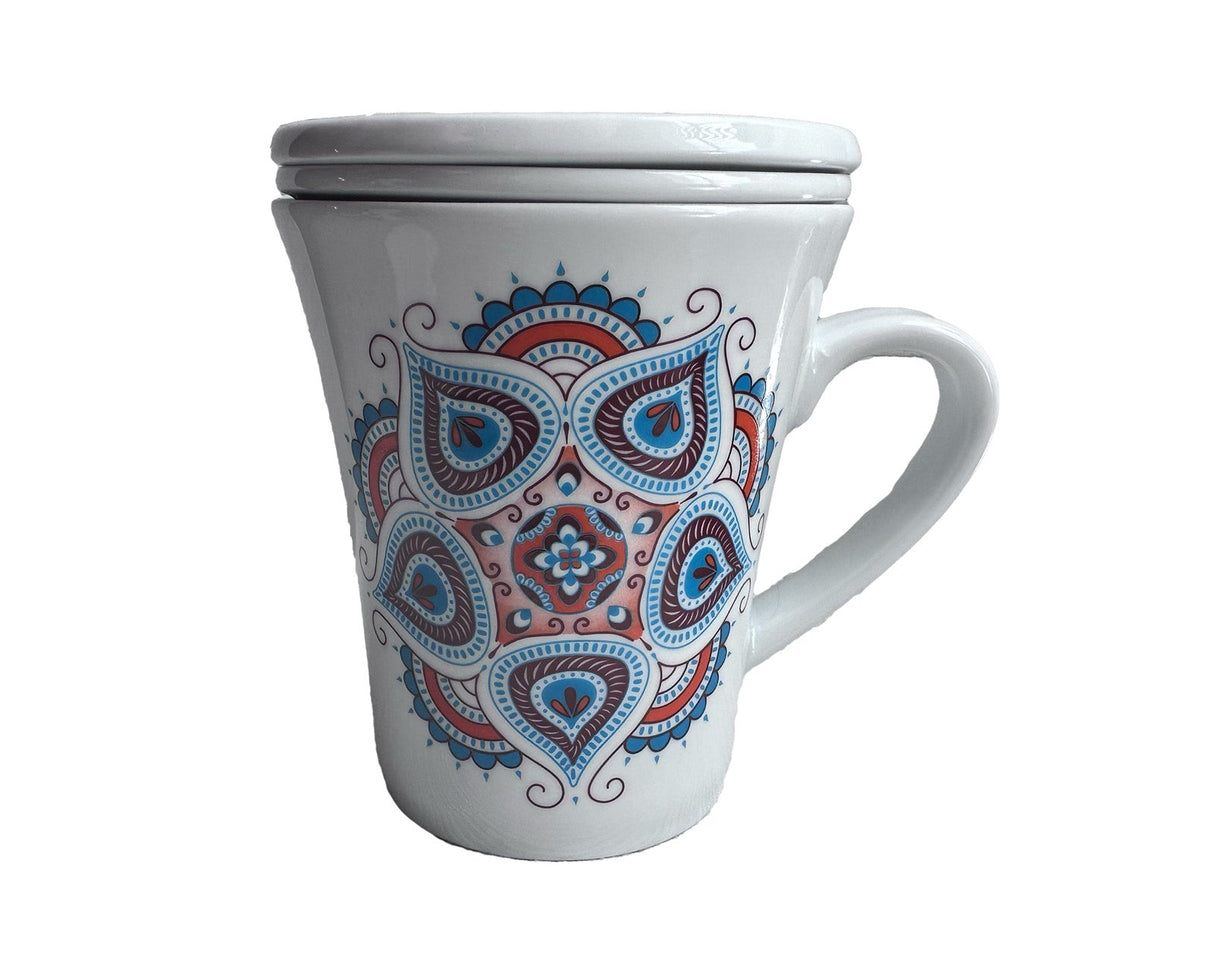 Mug with Infuser and Lid | Red & Blue