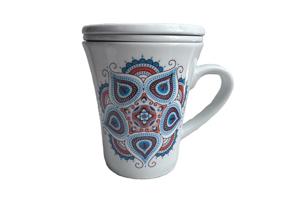 Mug with Infuser and Lid | Red & Blue
