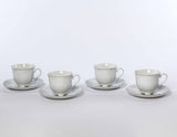 Set of 4 Cups & Saucers | Gold Line | Rococo