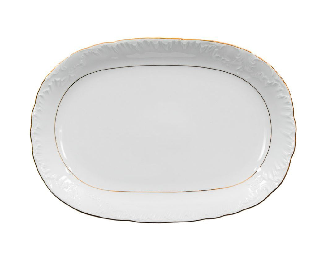 Serving Oval Dish 33cm | Rococo Gold Line