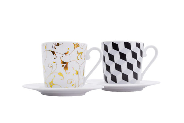 Set of 2 Cups & Saucers | Cosmopolitan - Diamond Fine Porcelain - 1