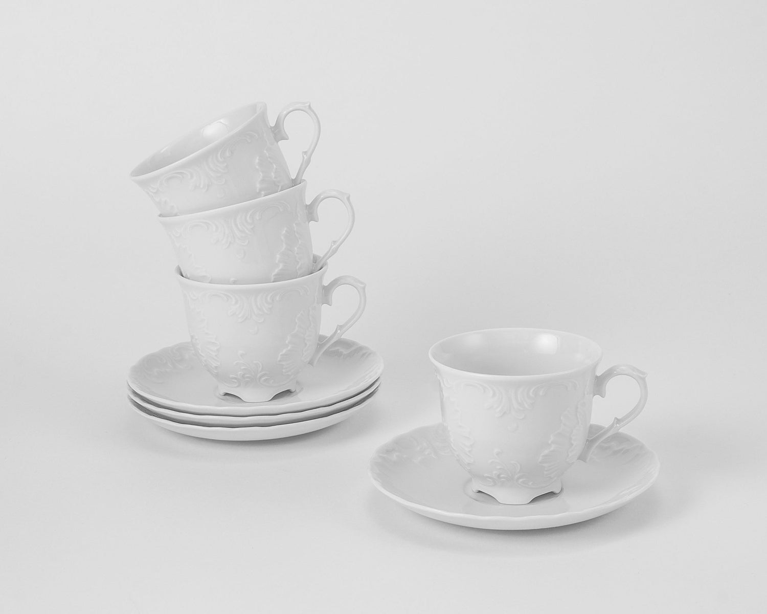 Set of 4 Cups & Saucers | Rococo