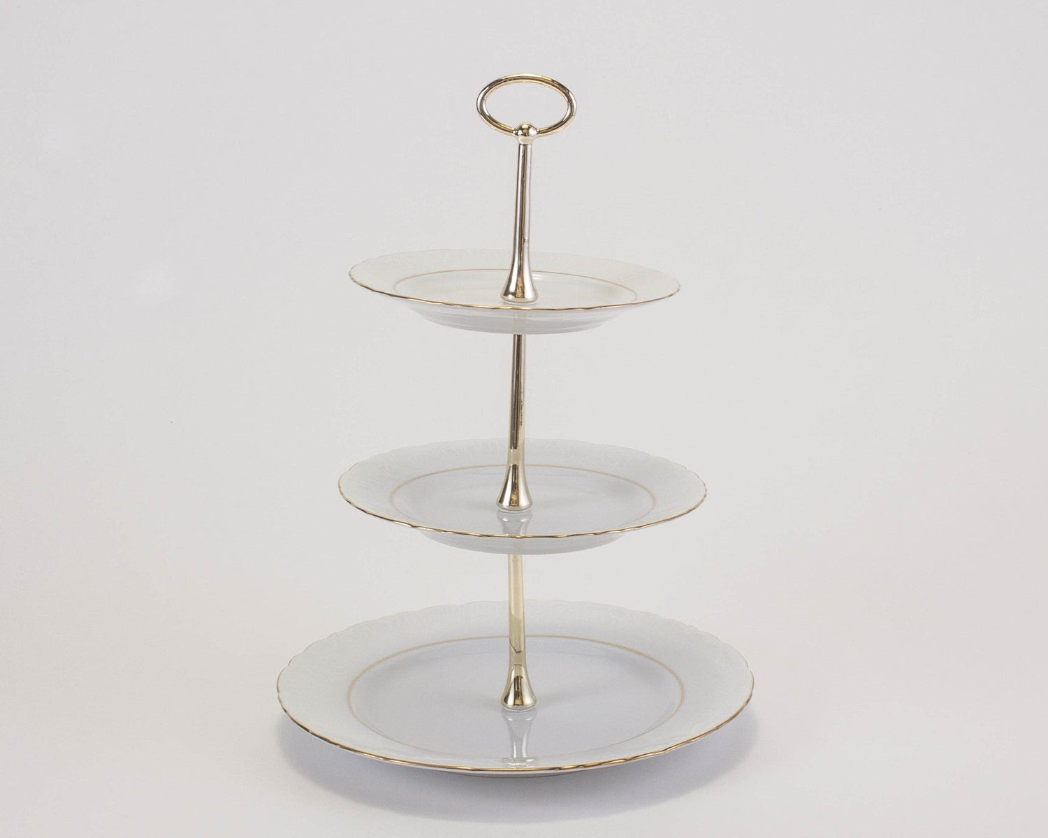 3-Tier Cake Stand, Gold Line | Rococo - Diamond Fine Porcelain - 1