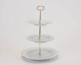 3-Tier Cake Stand, Gold Line | Rococo - Diamond Fine Porcelain - 1
