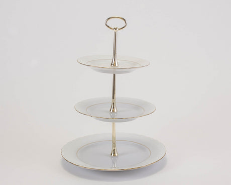 3-Tier Cake Stand, Gold Line | Rococo - Diamond Fine Porcelain - 1