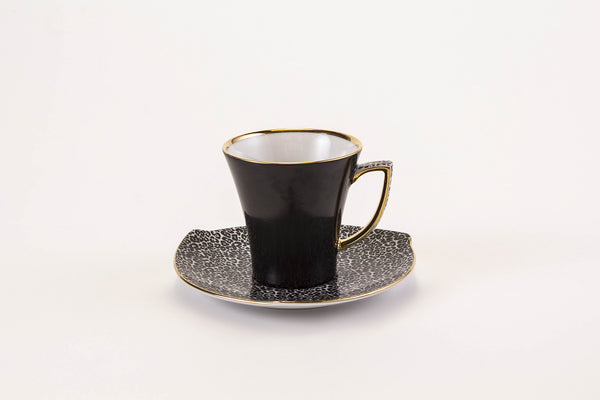 Elegant Cup & Saucer in Black | Happa - Diamond Fine Porcelain - 1
