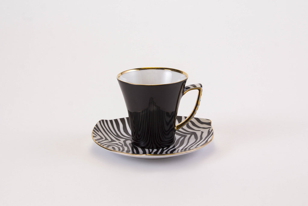 Elegant Cup & Saucer in Black | Happa - Diamond Fine Porcelain - 2