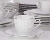 Set of 4 Cups & Saucers | Platinum | Sofia