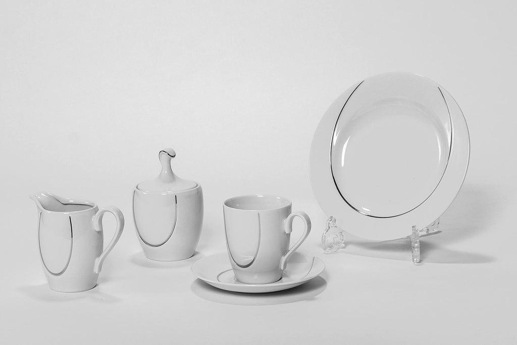14-Piece Coffee Set | Platinum | Vega - Diamond Fine Porcelain - 1