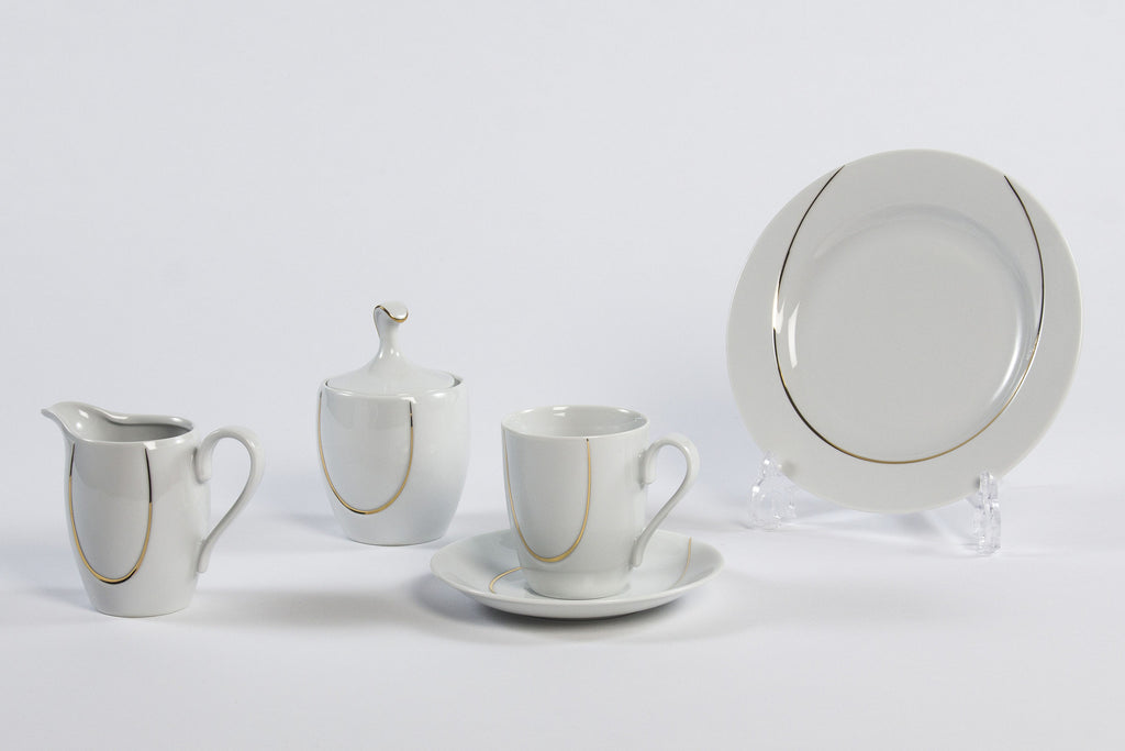 14-Piece Coffee Set | Gold Line | Vega - Diamond Fine Porcelain - 1