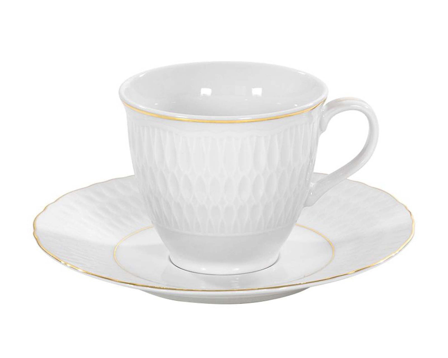 Set of 4 Cups & Saucers | Gold Line | Sofia